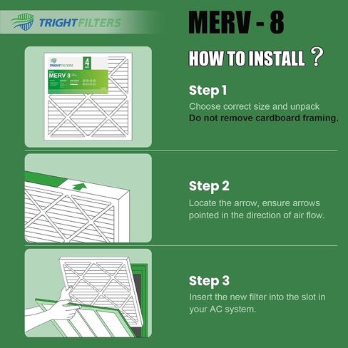 TRIGHTFILTERS 12x12x1 فلتر هواء 6 عبوات، متين MERV 8 مرشحات فرن HVAC AC منزلية مطوية، استبدال مرشح مكيف الهواء المدمج خفيف الوزن in Saudi Arabia