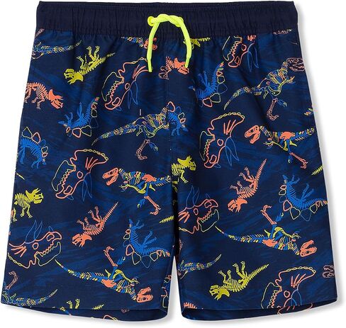 Lands' End Boys Active Stretch Swim Trunk Deep Sea Navy/Rosella Floral Kids Large in Saudi Arabia