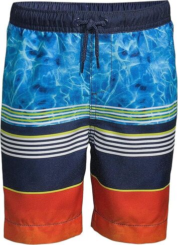 Lands' End Boys Active Stretch Swim Trunk Deep Sea Navy/Rosella Floral Kids Large in Saudi Arabia