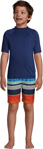 Lands' End Boys Active Stretch Swim Trunk Deep Sea Navy/Rosella Floral Kids Large in Saudi Arabia