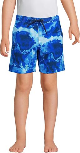 Lands' End Boys Active Stretch Swim Trunk Deep Sea Navy/Rosella Floral Kids Large in Saudi Arabia