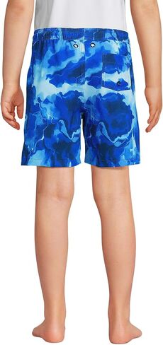 Lands' End Boys Active Stretch Swim Trunk Deep Sea Navy/Rosella Floral Kids Large in Saudi Arabia