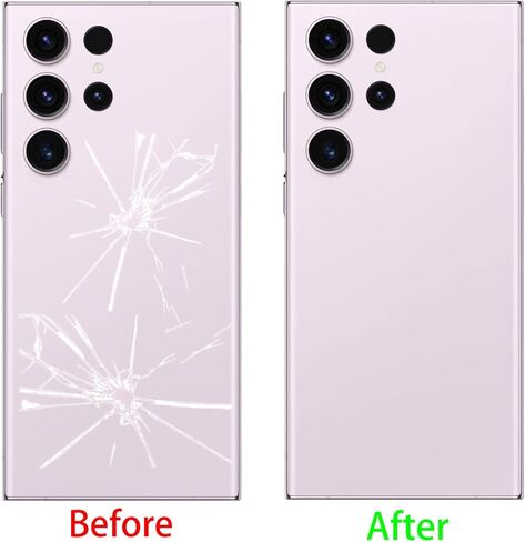 بديل الزجاج الخلفي LiXiongBao S23 Ultra لهاتف Samsung Galaxy S23 Ultra غطاء خلفي زجاجي مع شريط مثبت مسبقًا وعدسة كاميرا + أدوات (أسود) in Kuwait