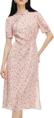 فستان GOELIA قصير وردي من الدانتيل فستان شيونغسام فستان تشيباو الصيني للنساء in Kuwait