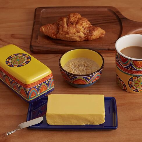 Bico Havana Ceramic Butter Dish with Lid, Butter Keeper for Counter, Kitchen, Dishwasher Safe in Saudi Arabia