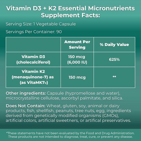 MYOXCIENCE Essential Fatty Nutrients | Vitamin D3 5,000 IU | Vitamin K2 as MK-7 90 mcg (Large) in Kuwait