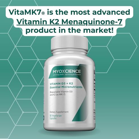 MYOXCIENCE Essential Fatty Nutrients | Vitamin D3 5,000 IU | Vitamin K2 as MK-7 90 mcg (Large) in Kuwait