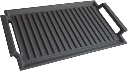COVERCOOK Griddle Pan, Cast Iron Grill Hot Plate, Rectangular Grill, 2 handles with Flat and Ridged Surface for Induction Electric Cooktop，16.7 x 9.1inch in Saudi Arabia