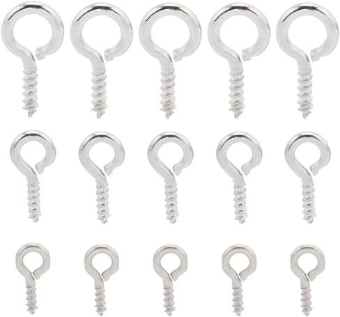 1 Box 600Pcs 6 Styles Small Eye Pins Screw Eye Hooks Bulk Iron Hypoallergenic Threaded Clasps Tiny Mini Peg Bails Silver Eyelet Hooks for Jewelry Making Supplies Half Drilled Beads DIY Craft in Kuwait