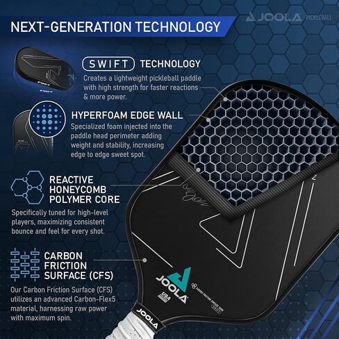 JOOLA Ben Johns Perseus Pickleball Paddle with 1 Replacement Grip - Charged Surface Technology for Increased Power & Feel - Fully Encased Carbon Fiber Pickleball Paddle with Larger Sweet Spot in Kuwait