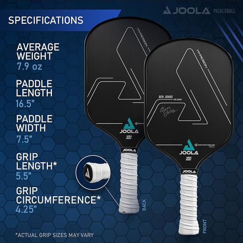 JOOLA Ben Johns Perseus Pickleball Paddle with 1 Replacement Grip - Charged Surface Technology for Increased Power & Feel - Fully Encased Carbon Fiber Pickleball Paddle with Larger Sweet Spot in Kuwait