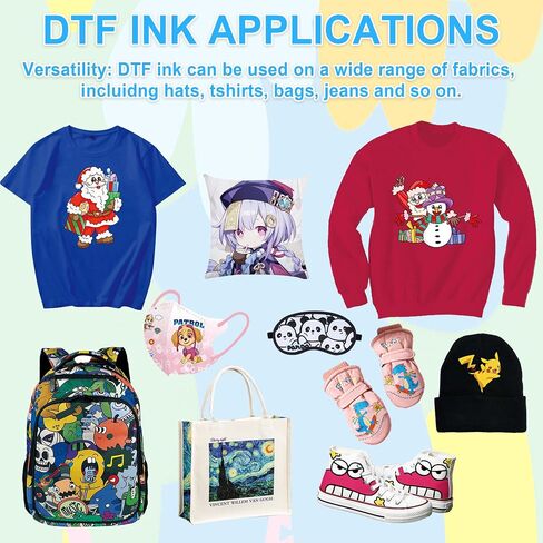 Lancelot DTF Ink 600ML-Vibrant & Durable PET Film Transfer Ink for DTF Printer, Epson Printers Epson ET-8550, XP-15000, L1800, L805, R1390, R2400 for Heat Transfer Printing 100ml(100ml*6,CMYK+2W) in Kuwait