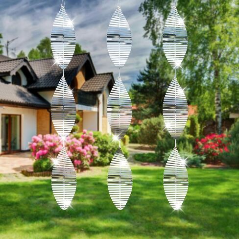 Reflective Bird Deterrents for Outside, Extra Sparkly Metal Hanging 3D Wind Spinners, Garden Décor, Bird Scare Repellent Devices to Keep Birds Away Your House Patio Orchards 9Pcs 5.31" in Saudi Arabia