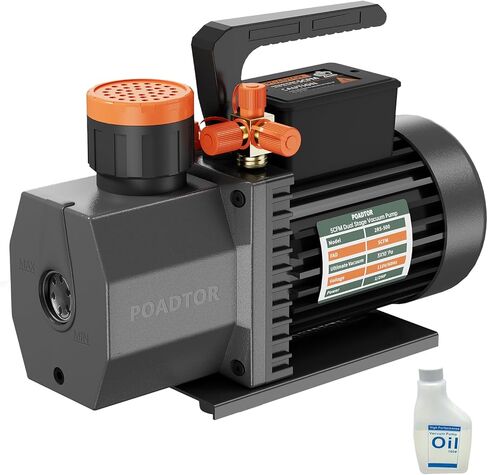 5CFM Vacuum Pump, 1-Stage HVAC Vacuum Pump, 1/2HP 38 Micron 110V Air Conditioning Vacuum Pump Kit for R12 R22 R134a R410a, HVAC/AUTO AC Refrigerant Recharging, Milking Cow, Oil Included in Saudi Arabia