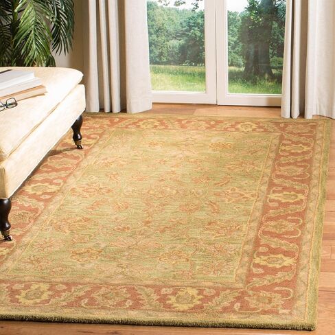 مجموعة SAFAVIEH Golden Jaipur مقاس 2'3" x 12' أخضر / صدئ GJ250A سجادة عداء تقليدية مصنوعة يدويًا من الصوف الفاخر in Saudi Arabia