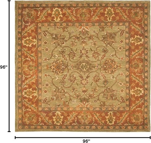 مجموعة SAFAVIEH Golden Jaipur مقاس 2'3" x 12' أخضر / صدئ GJ250A سجادة عداء تقليدية مصنوعة يدويًا من الصوف الفاخر in Saudi Arabia