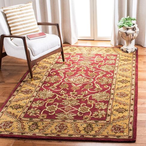مجموعة SAFAVIEH Golden Jaipur مقاس 2'3" x 12' أخضر / صدئ GJ250A سجادة عداء تقليدية مصنوعة يدويًا من الصوف الفاخر in Saudi Arabia