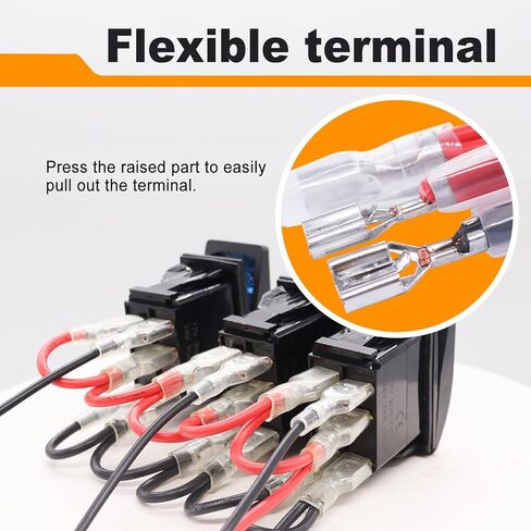 Weideer 12V 3 Gang Rocker Switch Box ON/Off Blue LED Rear Lights Rock Lights LED Light Bar تبديل صندوق لوحة التبديل مع مسامير مسبقة السلكية لقارب السيارة RV K-043-HZ-M077-3 in Kuwait