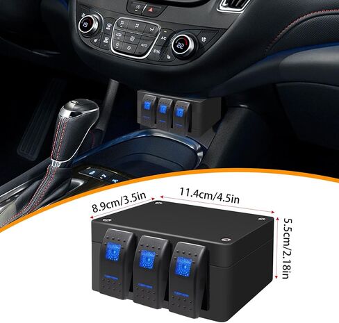 Weideer 12V 3 Gang Rocker Switch Box ON/Off Blue LED Rear Lights Rock Lights LED Light Bar تبديل صندوق لوحة التبديل مع مسامير مسبقة السلكية لقارب السيارة RV K-043-HZ-M077-3 in Kuwait