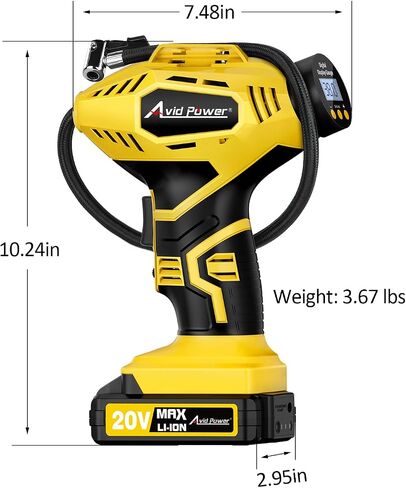 AVID POWER Cordless Tire Inflator Portable Air Compressor, 20V Rechargeable Battery Powered Car Tire Pump w/ 12V DC Adapter, Digital Pressure Gauge, Air Pump for Car, Bike, Motorcycle, Ball in Saudi Arabia