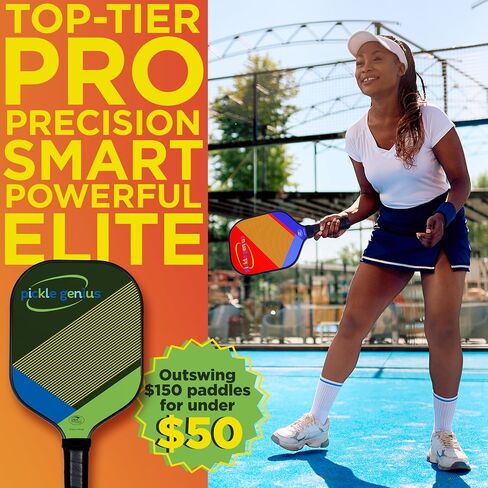 Pickleball Paddles by Pickle Genius - USAPA Approved 100% Raw Carbon Fiber Pickleball Paddle - Built-in State of The Art Technology for a Smart Combination of Power and Control - for All Levels in Saudi Arabia