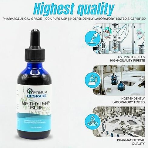 OU Methylene Blue 1% | USP-Grade | Third-Party Tested Brain Health Dietary Supplement | 50ml Glass Dropper Bottle | No Formaldehyde (2 oz) in Saudi Arabia