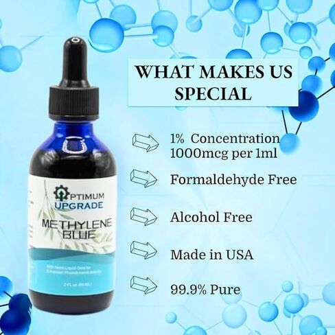 OU Methylene Blue 1% | USP-Grade | Third-Party Tested Brain Health Dietary Supplement | 50ml Glass Dropper Bottle | No Formaldehyde (2 oz) in Saudi Arabia
