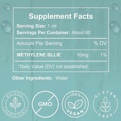 OU Methylene Blue 1% | USP-Grade | Third-Party Tested Brain Health Dietary Supplement | 50ml Glass Dropper Bottle | No Formaldehyde (2 oz) in Saudi Arabia