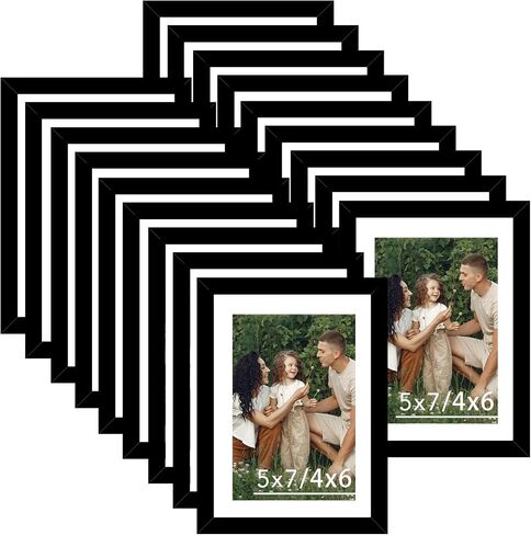 18 Packs 8x10 Picture Frames, Display 5x7 with Mat or 8x10 Without Mat, Black Gallery Wall Frame Set, 8x10 Frames Bulk Set of 18 Collage Wall Decor Photo Frames Set for Wall Hanging and Tabletop, Black in Kuwait