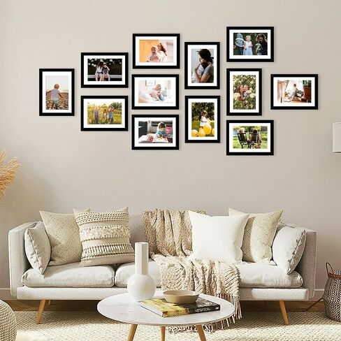18 Packs 8x10 Picture Frames, Display 5x7 with Mat or 8x10 Without Mat, Black Gallery Wall Frame Set, 8x10 Frames Bulk Set of 18 Collage Wall Decor Photo Frames Set for Wall Hanging and Tabletop, Black in Kuwait