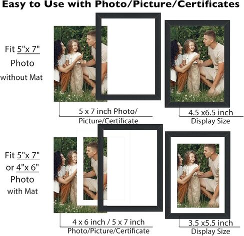 18 Packs 8x10 Picture Frames, Display 5x7 with Mat or 8x10 Without Mat, Black Gallery Wall Frame Set, 8x10 Frames Bulk Set of 18 Collage Wall Decor Photo Frames Set for Wall Hanging and Tabletop, Black in Kuwait