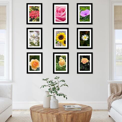 18 Packs 8x10 Picture Frames, Display 5x7 with Mat or 8x10 Without Mat, Black Gallery Wall Frame Set, 8x10 Frames Bulk Set of 18 Collage Wall Decor Photo Frames Set for Wall Hanging and Tabletop, Black in Kuwait