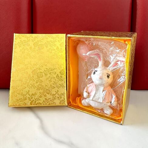 Metal Rabbit with Balloon Hinged Trinket Box Rabbit Animal Figurines Trinket Jewelry Box Wedding Ring Holder Earring Necklace Storage Case (blue) in Saudi Arabia