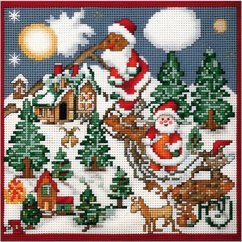 51buyoutgo Christmas 11ct Cross Stitch Kits, 11 CT Funny Pre Printed Counted Stamped Cross Stitch Embroidery Needlepoint Needlework Patterns Kits for Beginners Adults Crossstitch Wall Decor 40x40cm in Saudi Arabia