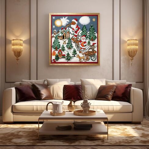 51buyoutgo Christmas 11ct Cross Stitch Kits, 11 CT Funny Pre Printed Counted Stamped Cross Stitch Embroidery Needlepoint Needlework Patterns Kits for Beginners Adults Crossstitch Wall Decor 40x40cm in Saudi Arabia