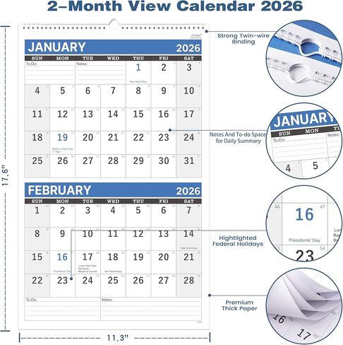 2024-2025 Wall Calendar - 3-Month Wall Calendar Display (Folded in a Month), April 2024 - July 2025, 11" x 26", 3 Month Calendar - Haze Blue in Saudi Arabia