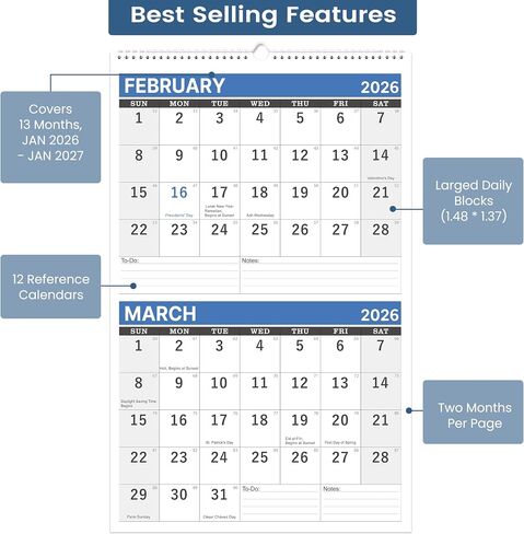 2024-2025 Wall Calendar - 3-Month Wall Calendar Display (Folded in a Month), April 2024 - July 2025, 11" x 26", 3 Month Calendar - Haze Blue in Saudi Arabia