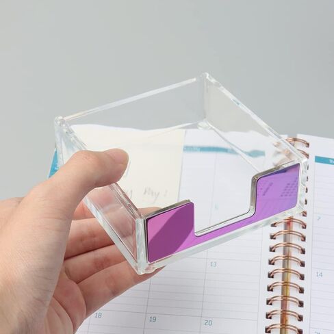 Rose Gold Magnetic Paper Clip Holder 3x3 Sticky Note Holder Set, Clear Acrylic Post a Note Dispenser and Paperclip Holder include 100 paper clips for Desktop Accessories Organizers (Rose Gold) in Kuwait