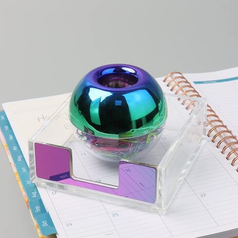 Rose Gold Magnetic Paper Clip Holder 3x3 Sticky Note Holder Set, Clear Acrylic Post a Note Dispenser and Paperclip Holder include 100 paper clips for Desktop Accessories Organizers (Rose Gold) in Kuwait