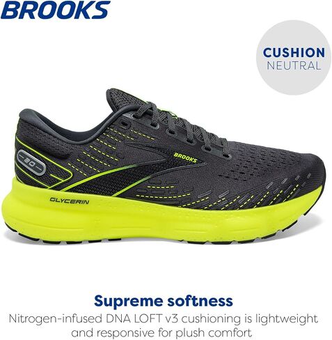Brooks Men's Glycerin 20 Neutral Running Shoe - Grey/Chili Oil/Orange - 9 Medium in Saudi Arabia