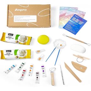 مجموعة الفخار، مجموعة الطين الجاف بالهواء للمبتدئين، مجموعة الفخار المصنوعة منزليًا، مجموعة الطين الجاف بالهواء بنفسك، مجموعة الفخار مع مجموعة الطلاء، الورنيش، 10 طلاء، فرش، إسفنجة، هدايا للأطفال، عيد الأم in Kuwait