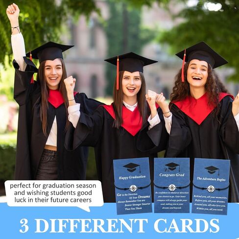 Ferreve 75 Pcs Graduation Bracelet Set 2024 Adjustable Compass Bracelets Graduation Cards Senior College High School Class Cheer Gifts for Classmates School Grad Gifts in Saudi Arabia