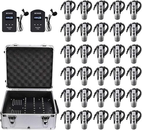 Retekess TT106 Church Translation System, Portable Wireless Tour Guide System, Easy to Clean, Clear Sound Quality, Interpretation System for Churches,Factory (Case of 1 Transmitter and 15 Receivers) in Saudi Arabia