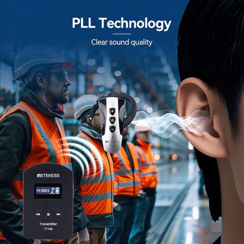 Retekess TT106 Church Translation System, Portable Wireless Tour Guide System, Easy to Clean, Clear Sound Quality, Interpretation System for Churches,Factory (Case of 1 Transmitter and 15 Receivers) in Saudi Arabia