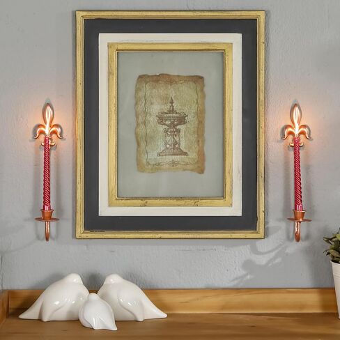 Candle Sconces Wall Decor Set of 2, Fleur De Lis Wrought Iron Candle Holder Wall Decor, Rustic Wall Mounted Candle Holders Hanging for Living Room Farmhouse Fireplace Wedding （Antique Copper） in Kuwait