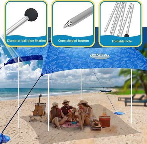 UMARDOO Family Beach Tent Extra Replacement Aluminum Foldable Poles, Portable Telescoping Tent Poles for Awnings Canopy (2pc) in Kuwait