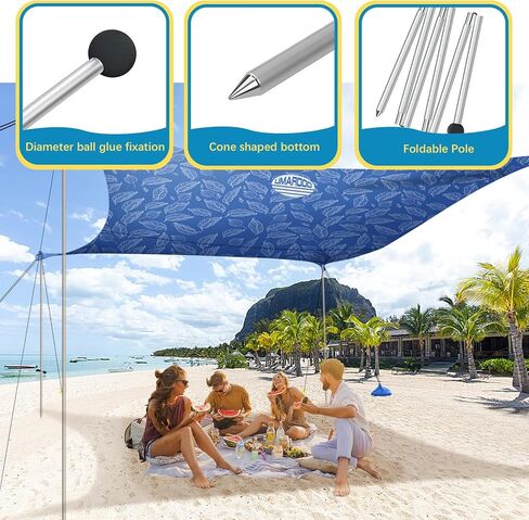UMARDOO Family Beach Tent Extra Replacement Aluminum Foldable Poles, Portable Telescoping Tent Poles for Awnings Canopy (2pc) in Kuwait