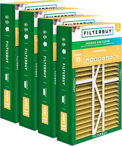 Filterbuy 20x25x6 Air Filter MERV 11 Allergen Defense (4-Pack), Pleated HVAC AC Furnace Air Filters Replacement for Aprilaire Space-Gard 201/2200 / 2250 (Actual Size: 19.75 x 24.25 x 6.00 Inches) in Saudi Arabia