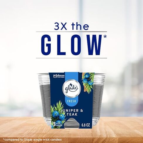 Glade Candle Yuzu & White Peach, Fresh Collection, Fragrance Candle Infused with Essential Oils, Air Freshener Candle, 3-Wick Candle, 6.8 Oz in Saudi Arabia