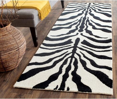 SAFAVIEH Cambridge Collection Accent Rug - 2' x 3', Ivory & Dark Grey, Handmade Animal Print Wool, Ideal for High Traffic Areas in Entryway, Living Room, Bedroom (CAM709A) in Saudi Arabia